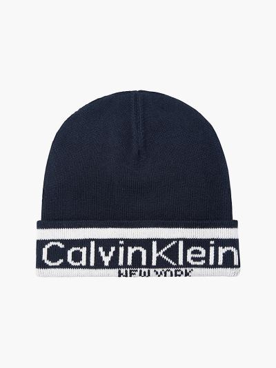 Calvin Klein Táskák & Kiegészítők HU014880 | Calvin Klein Logo Férfi Kötött Sapka Sötétkék